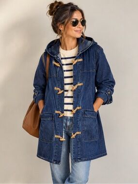 Denim & Co. 1X Denim Toggle Trench Coat Plus Size